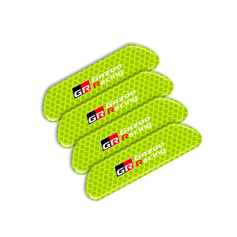 4PCS Car Door Safety Warning Reflective Mark 3D Sticker Car Accessories for Toyota GR Trd Camry Corolla Yaris Chr Auris Avensis T25