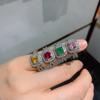 Jewelry Xiaoqing Simulation Color Treasure Emerald Red Treasure Yellow Diamond Pink Diamond Ring