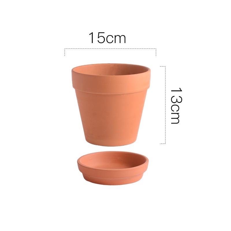 Terracotta Nordic Ceramic Flower Pot with Tray - Large, Coarse Pottery for Succulents and Pothos