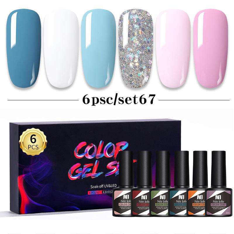 Nail Polish Glue Set 8Ml 6 Bottles Boxed Nail Art Barbie Glue Japanese Nail Color Glue Phototherapy Glue