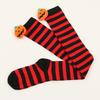 Women Halloween Over Knee Long Socks Cute 3D Wicked Evil Pumpkin Striped Print Thigh High Stockings Holiday Hosiery