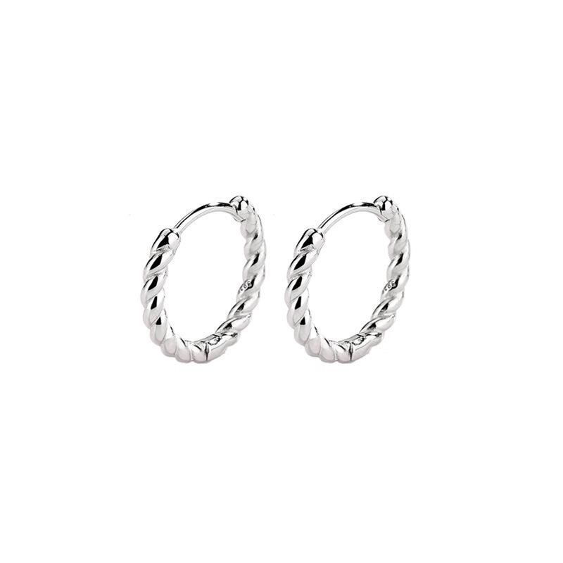 Korean Version of Stud Earrings Fashion Women's Circle Model, Ring Temperament Cold Wind Twist Rope Twist Ear Buckle Men's and Women's Models