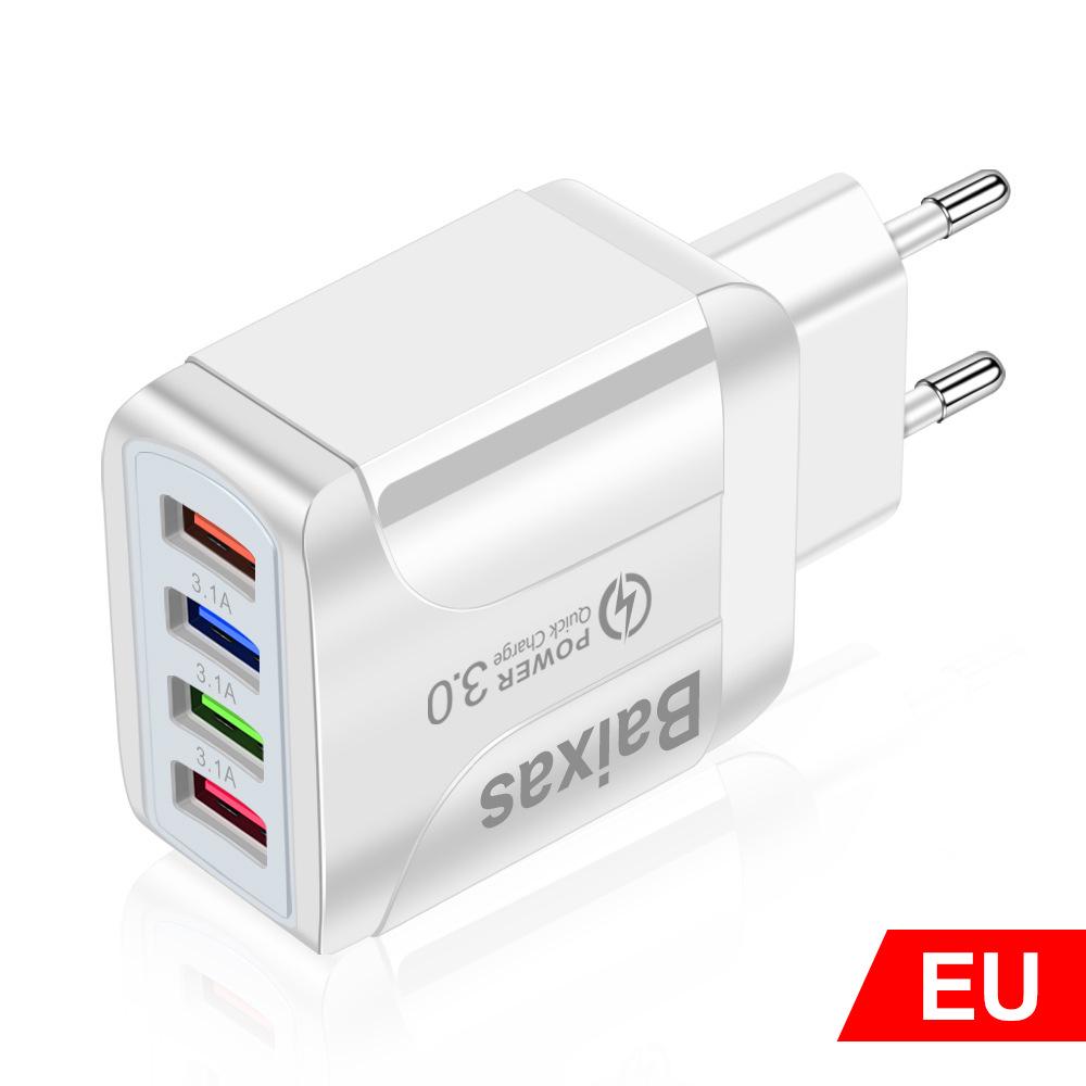Colorful 4-Port USB Travel Charger, 5V/2.4A Fast Charging, New Model, Australian Standard
