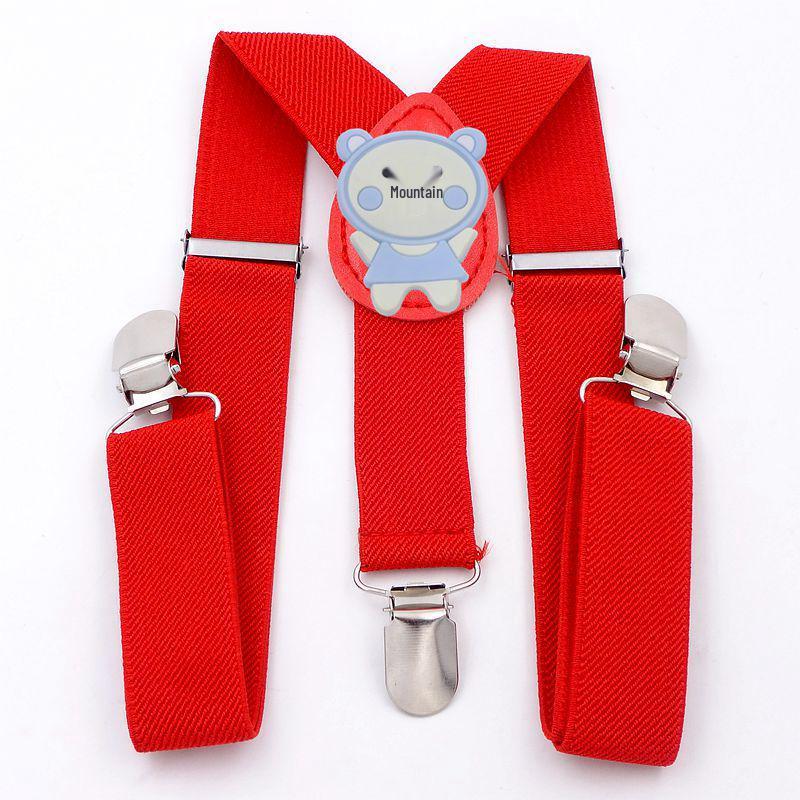Beige Cartoon 3-Clip Y-Shaped Suspenders for Boys and Girls