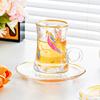 4Pcs European Style Gold Edged Mini Glass Coffee Cups Türkiye Featured Mug Afternoon Tea Cup Set Household Drinkware