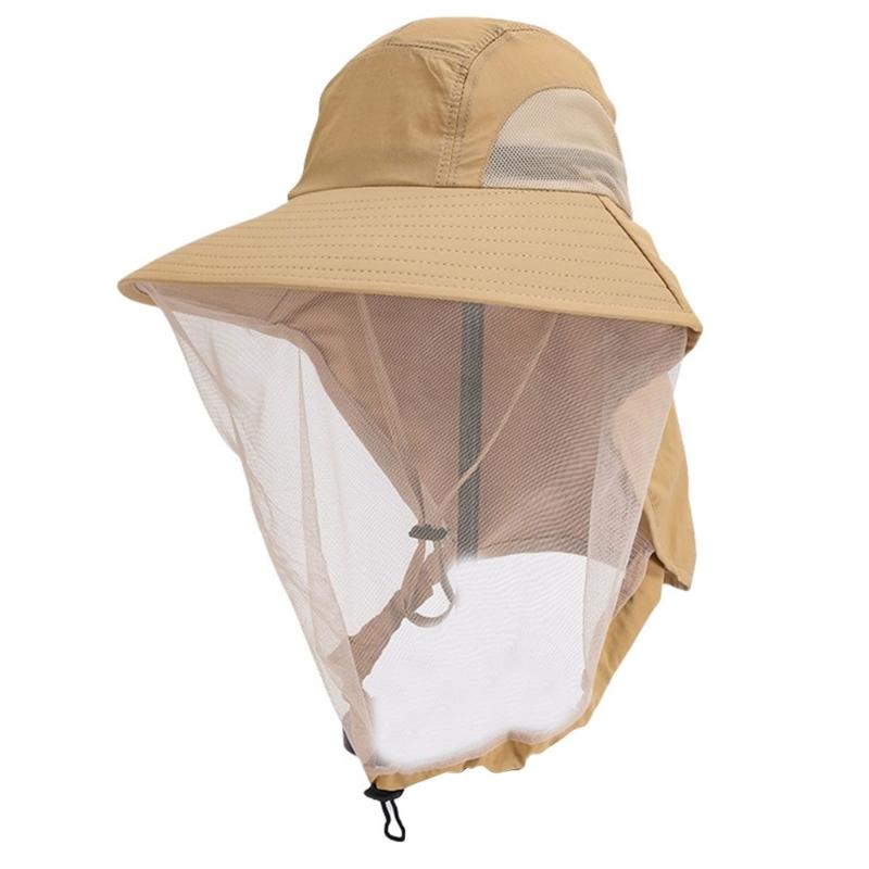 Herren Outdoor Mückenfestes Netz-Gesichtsabdeckung Fischerhut mit atmungsaktivem Polyester für Angeln Camping Wandern