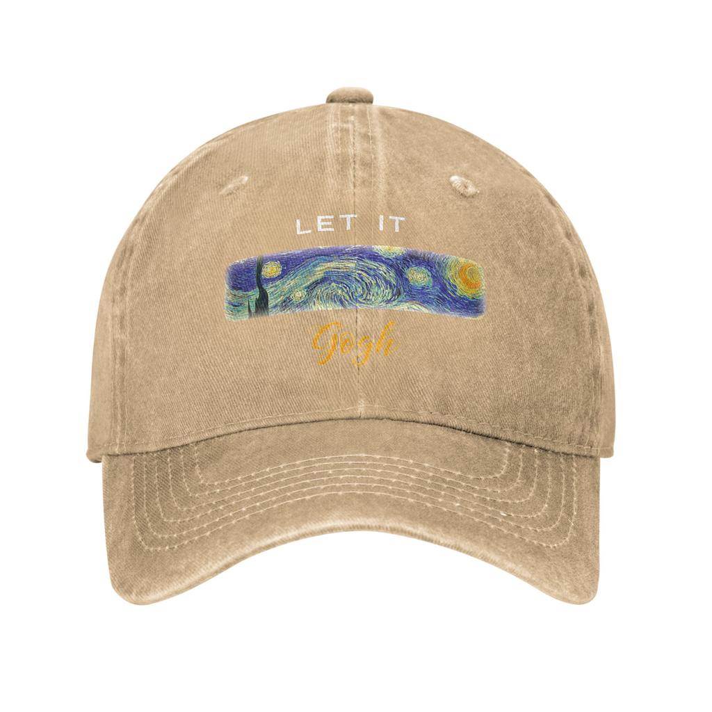 Let It Gogh Funny Vincent Van Gogh Starry Night Unstructured Baseball Cap Painting Distressed Washed Hat Adjustable Headwear