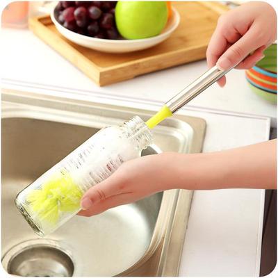 Colorful Bendable Long-Handle Cup & Bottle Brush with Stainless Steel Handle