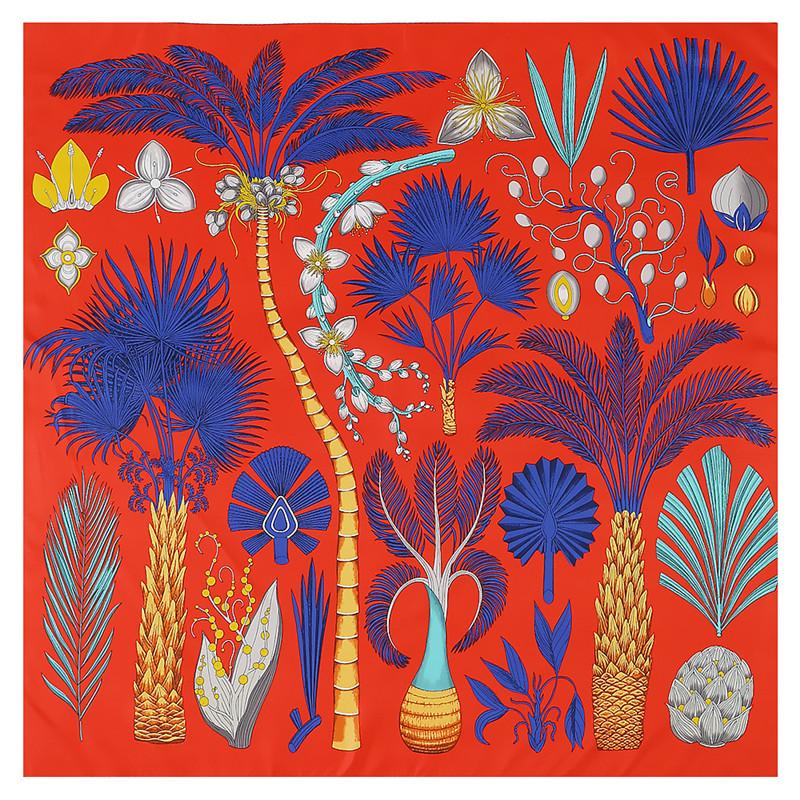

POBING Silk Scarf Women Large Shawls Tree Print Stoles Square Bandana Luxury Kerchief Hijab Scarf Female Foulards 130CM 130CM x 130CM