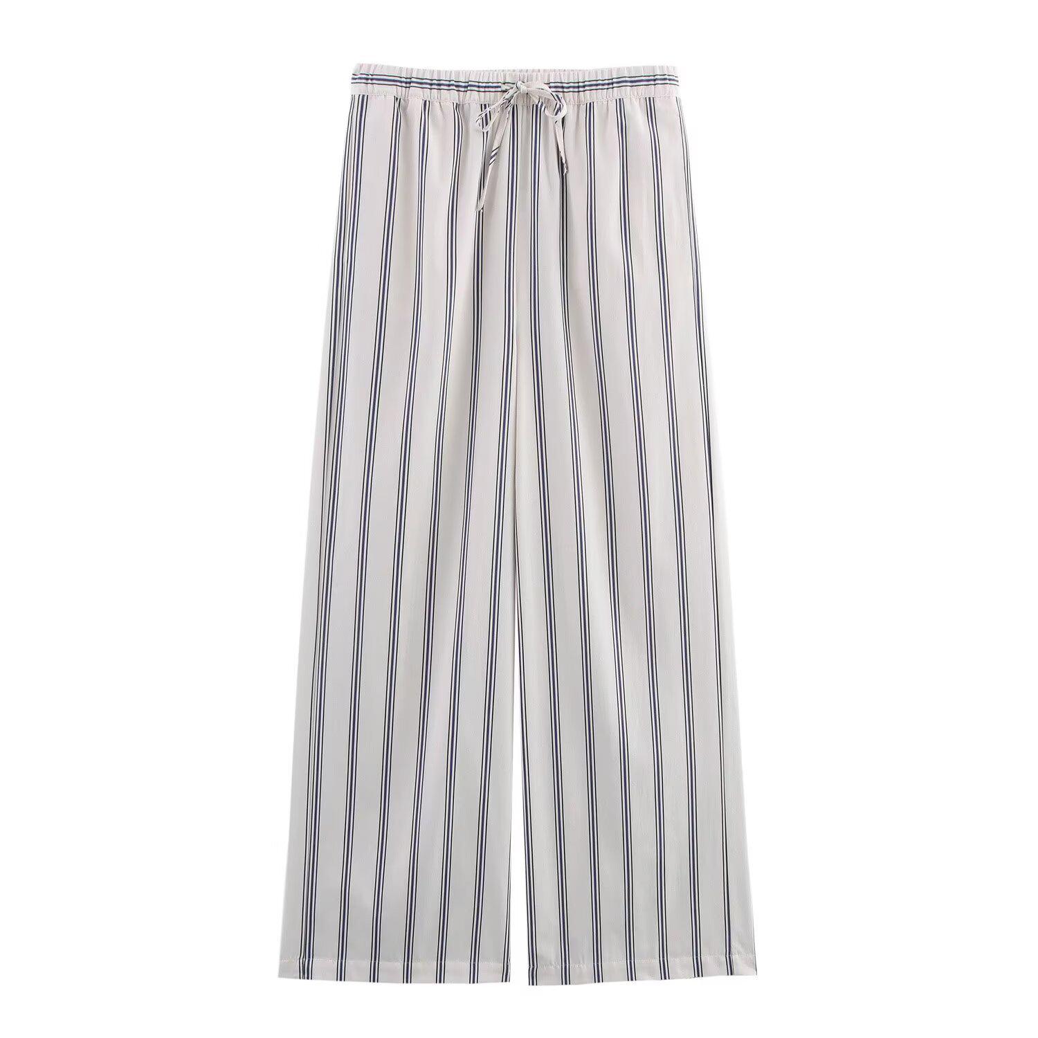 

Весна 2025 Женские повседневные брюки в европейском и американском стиле в полоску прямого кроя L