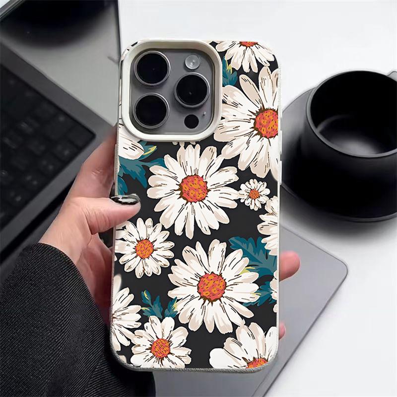 

Белый цветочный чехол из ТПУ для iPhone 16 15 Pro Max 14 Plus 13 12 Pro Max 11 Ударопрочный Мягкий силиконовый с текстурой кожи iPhone 11 белый