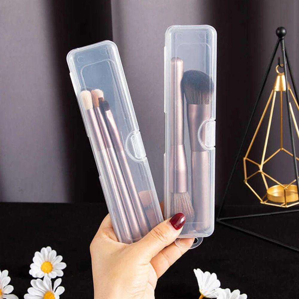 1Pcs Transparent Plastic Box Organizer Eyebrow Pencil Tableware Chopsticks Beauty Tools