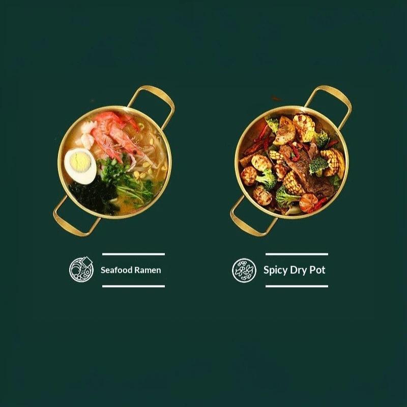 Stainless Steel  Pot With Double Handles Food Grade Perfect For Cooking Ramen Seafood Home Restaurant Use