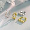 S925 Sterling Silver Luxury Hoop Earrings with Three Zirconia Studs - Elegant Niche Design for Everyday Wear