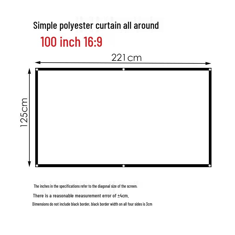Portable Polyester HD Projection Screen - Foldable, 60 To 150 Inches, for Indoor/Outdoor Use