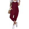 Women's Solid Color Pocket Suspenders Loose Casual Overalls