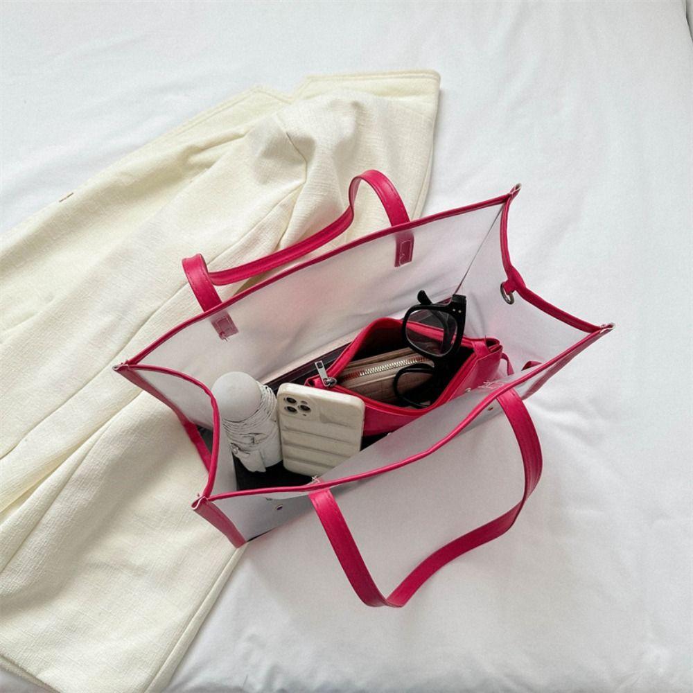Grand Sac à Bandoulière Rose – 2 Pièces – En Simili Cuir – Taille Extra Large – Neuf Sans étiquette
