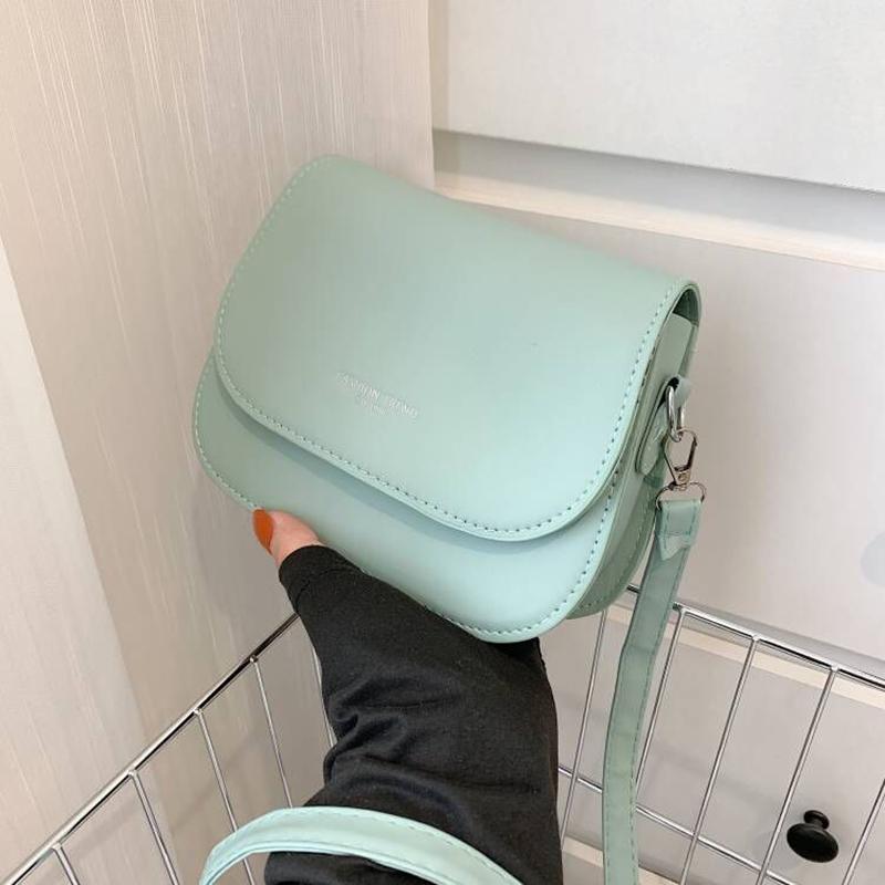 Sac à bandoulière de selle en cuir PU pour femmes, sac à main Simple à rabat de couleur unie, pochette