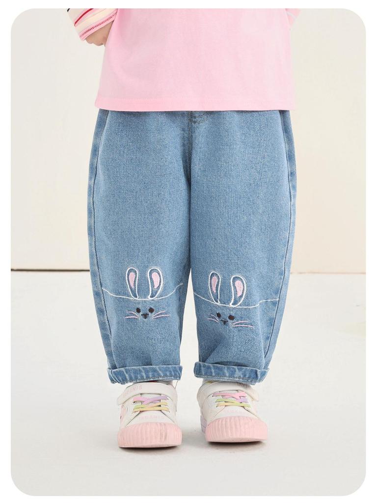 Kaka Panda Girls' Spring/Autumn Casual Jeans for Toddlers and Babies
