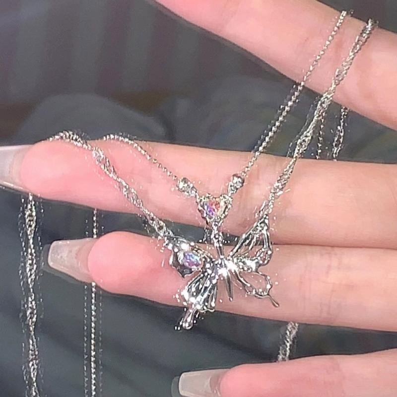 Vintage Goth Butterfly Pendant Choker Clavicle Chain Necklace For Women Girl Punk Collar Aesthetic Y2K Jewelry Gift