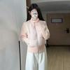 Women's Multi Color Knit Patchwork Puffer Jacket Casual Stand Collar Cotton Padded Coat