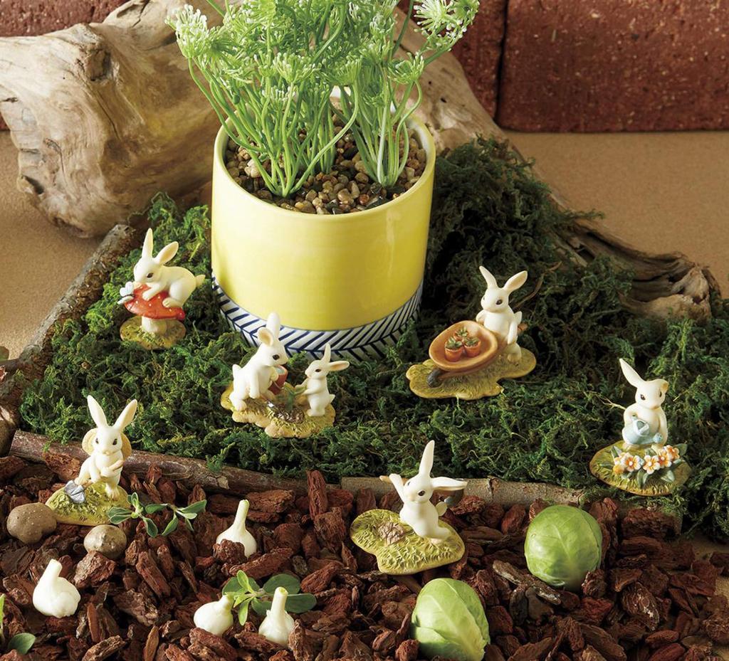 Matsuno Hobby Cute Rabbit Figurine, Animal Mascot, Gardening Figurine, Plowing, H5 x W5 x D4cm (Gardening & Interior Decor Series) GM-4327
