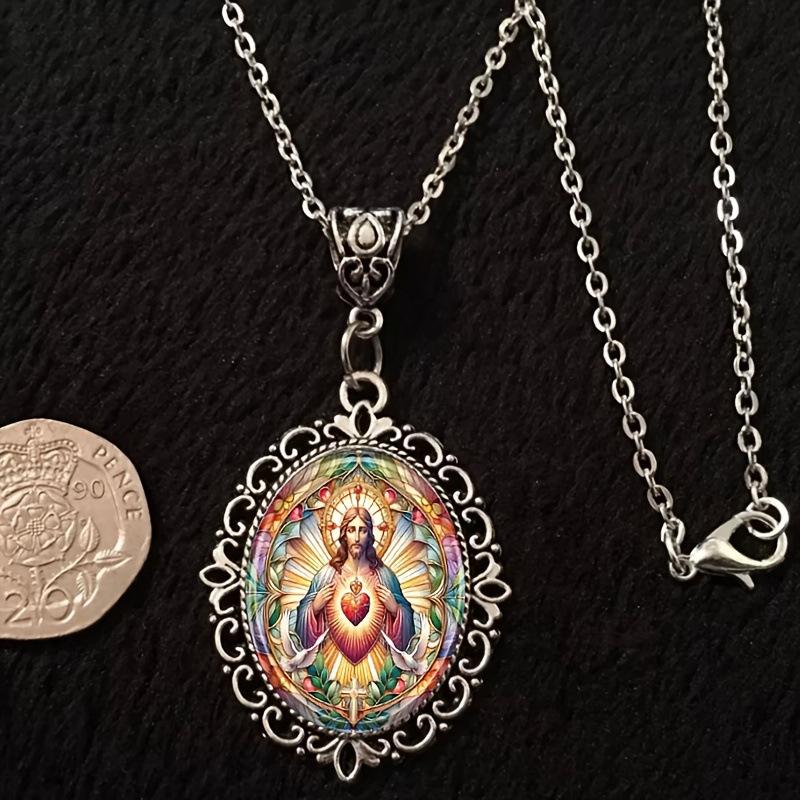 Anhänger Stilvoll Elegant Ovale Form, Religiöses Geschenk Halskette für Männer