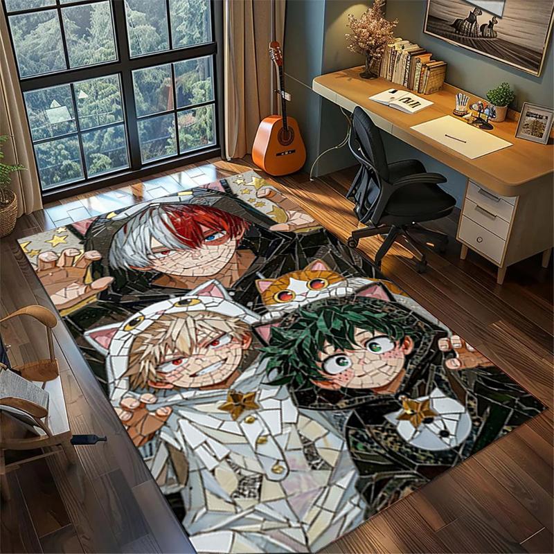 

My Hero Academia Area Rug Non Slip Washable Large Carpet for Gamer Room Bedroom Decor 60x90cm
