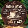 Round Vintage Metal Coffee Wall Art Poster 8x8 Aluminum Sign Home Cafe Decor