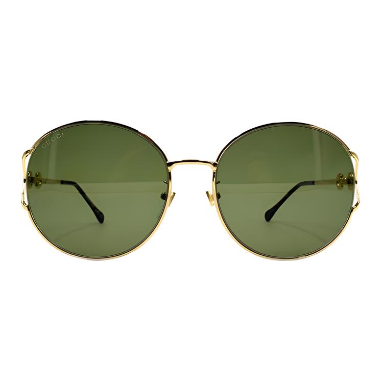 GUCCI Horsebit Sunglasses Women's Gold/dark green