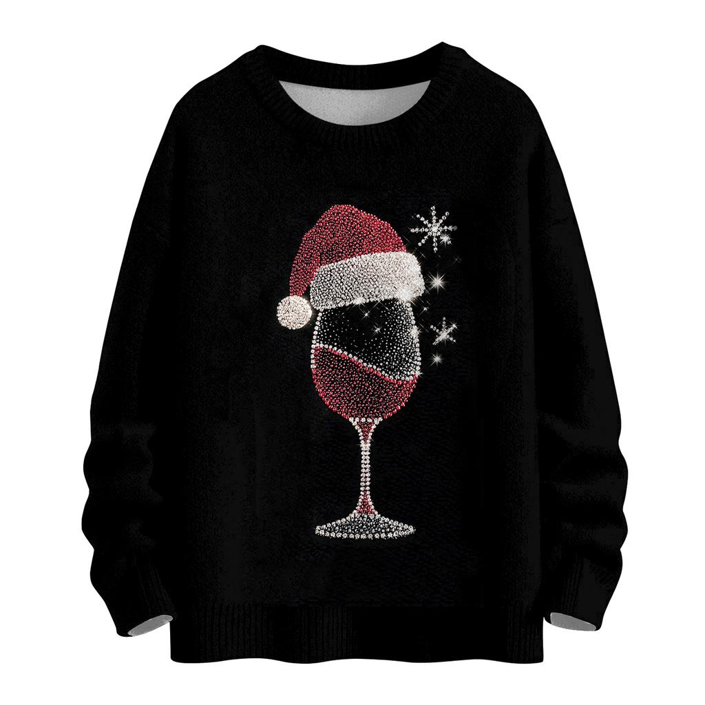 Women's Casual Long Sleeve Woolen Christmas Sweatshirt Fall  Vacation Long Sleeve Pullover
