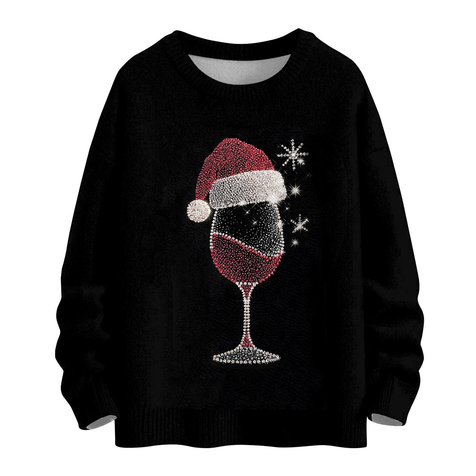 

Женский повседневный шерстяной рождественский свитшот с длинным рукавом, осенний отпускной пуловер с длинным рукавом S