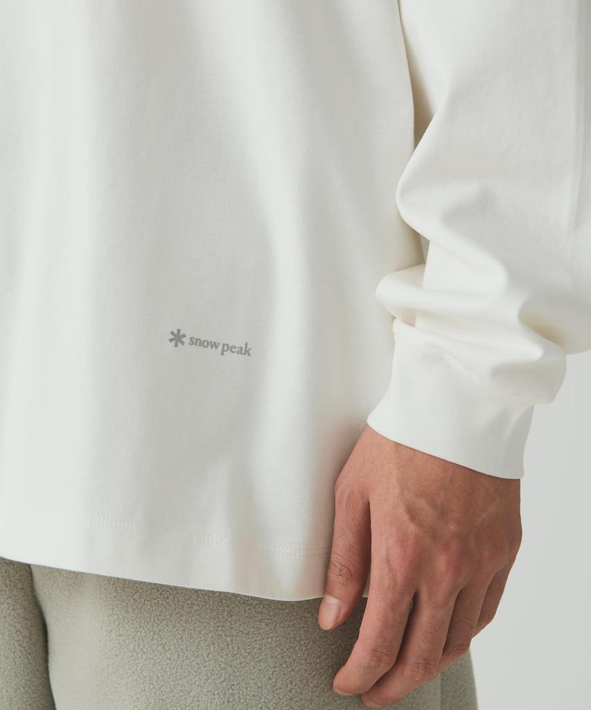 Snow Peak Organic Cotton Mercerized Long Sleeve Cut and and White T-Shirt SW-25AU010, Sew, Men's Women's, XL,