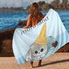 Funny Cat M-Mofusand Anime Microfiber Blanket Quick Drying Beach Towels Oversized Printing Super Absorbent Pool Towel Blanket