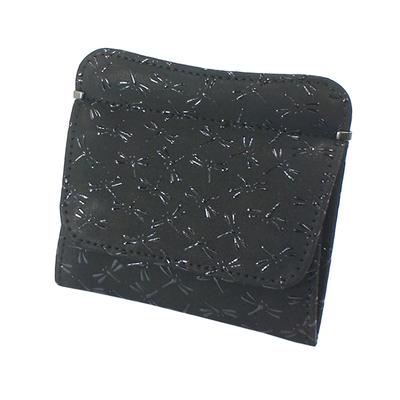 Indenya Inden Wallet Coin Purse Coin Purse G Deerskin Black X Black Lacquer Dragonfly Pattern 1208-01-008