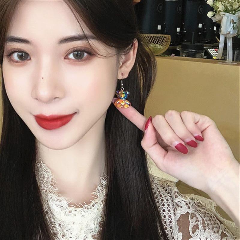 Women Transparent Bear Animal Stud Earrings Three-dimensional Jewelry Fashion Ear Accessory