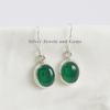 Green Onyx Earrings: Handmade 925 Sterling Silver Dainty Oval Gemstone