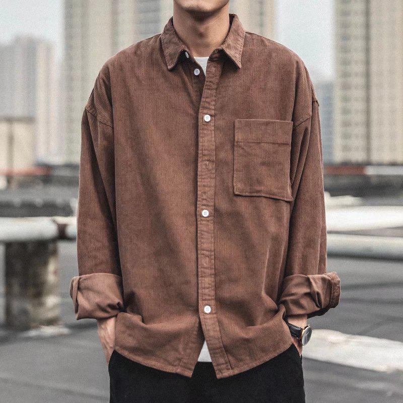 Men's Retro Corduroy Jacket - Spring/Autumn Loose Fit, Plus Size Casual Trend