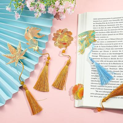 4pcs/set Hollow Brass Book Page Marker Flower Pattern Reading Marker  Teachers'Day Gift