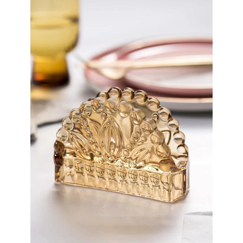 Nordic Vintage Glass Tissue Holder Desktop Decoration Home Napkin Holder El Cafe Storage Rack Tower Holder Servilletero