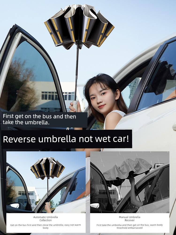 Umbrella Women's Rain and Rain Dual-Use Men Extra Large Folding Thickening Reinforced Sun-Proof UV Automatic Sun Umbrella