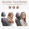 Yousheng Neck Support Pillow Blanket Soft Fleece 2-in-1 Foldable Pillow Combo Flights Camping Car Trips Airplane Pillow Blanket with Luggage Strap
