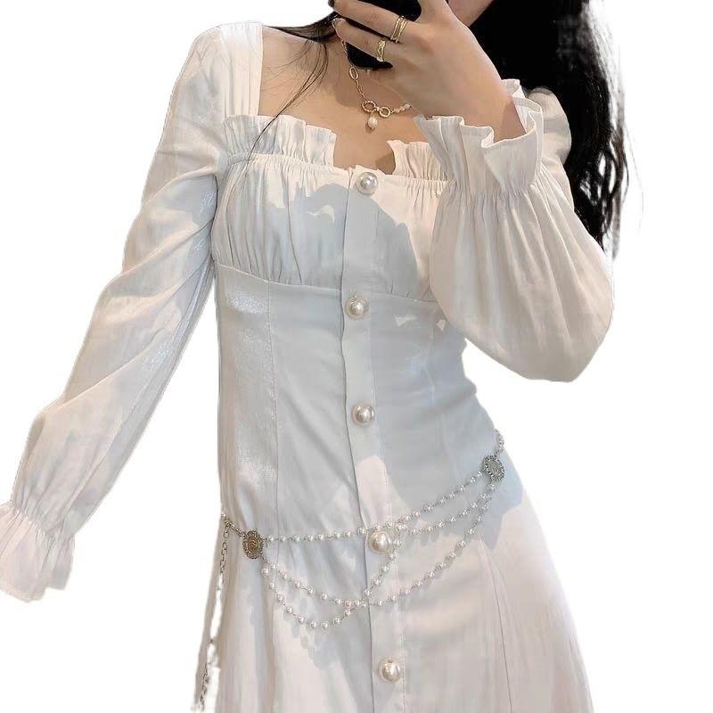 Vintage Three Layer Pearl Waist Chain For Women Stylish Dress Accessory Belt