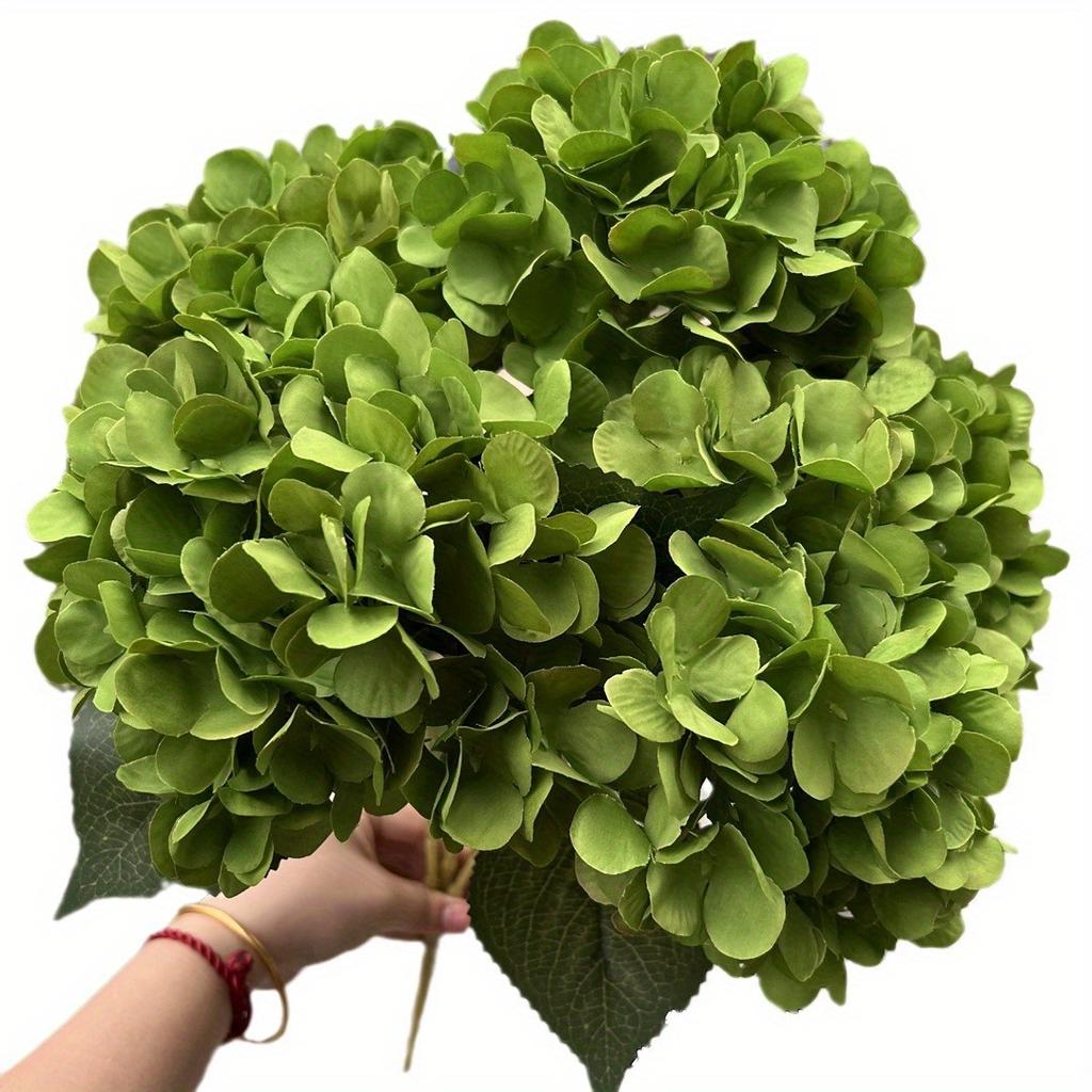 1pc Simulation Single Head Green Hydrangea Plant for Outdoor Yard Garden Home Porch Decoration Holiday Party Decoration