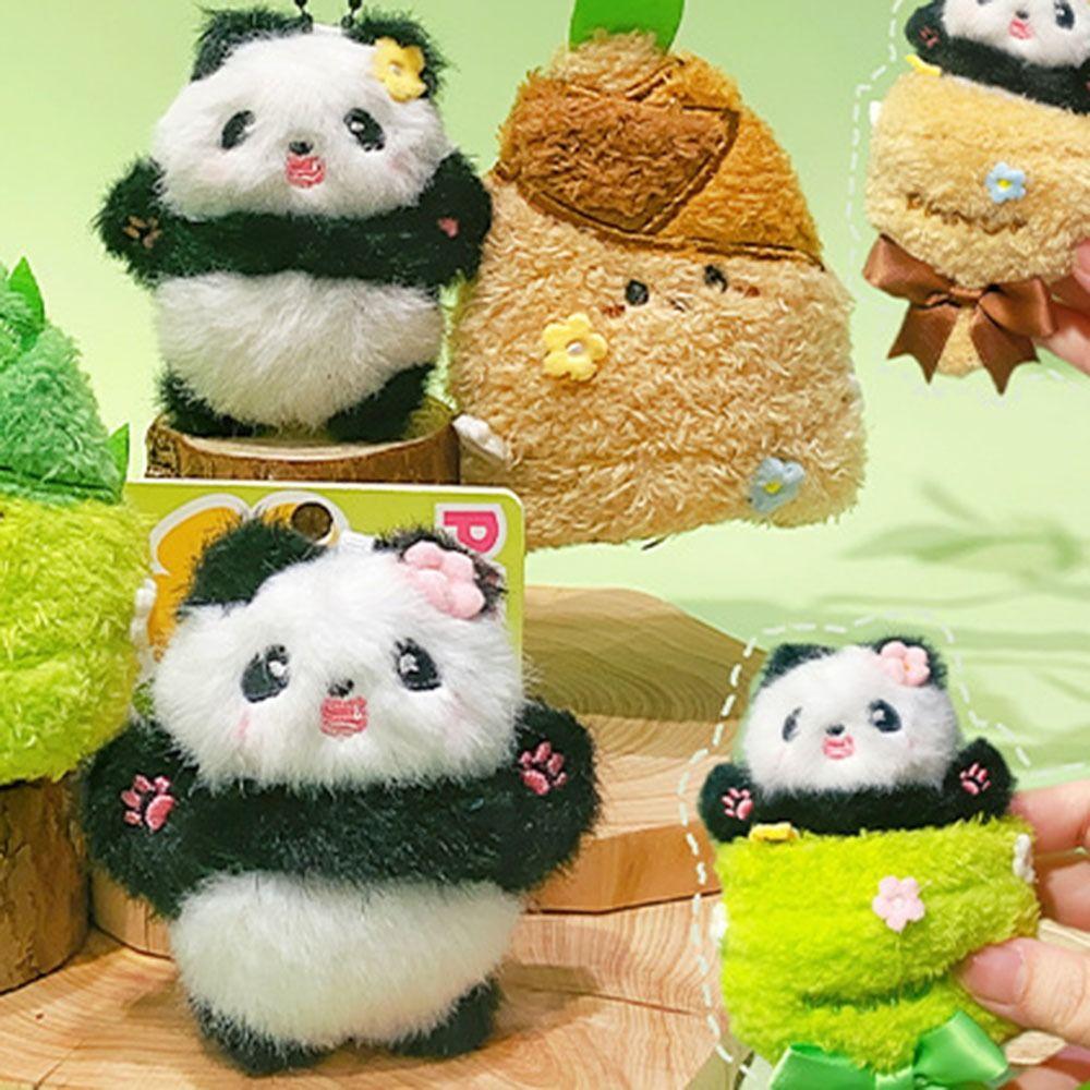 

Cute Cartoon Panda Keychain Funny Car Key Ring Anti-loss Panda Bamboo Pendant Ornament Style 1