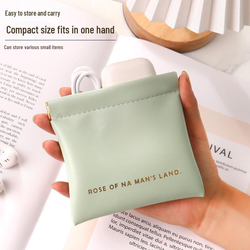 Portable Earphones, Charger, and Coin Storage Pouch with Auto Closure