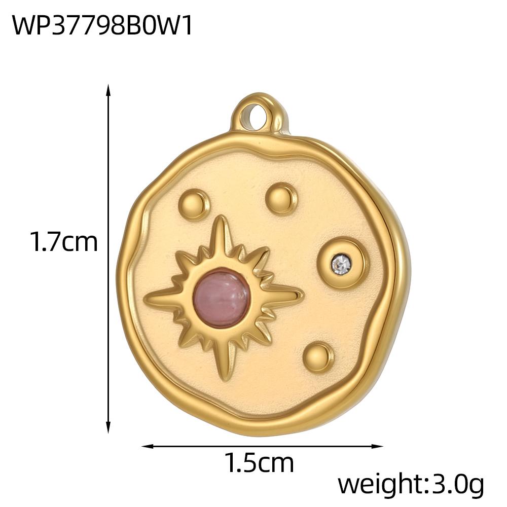 CARLIDANA Retro Geometric Jewelry Pendant Charms Stainless Steel Gold Plated Embossed Coin Moon Sun Jewelry Accessories Earrings