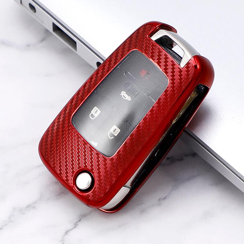 Chevrolet Key Case for Cavalier & Malibu - Carbon Fiber Transparent Soft Rubber Cover