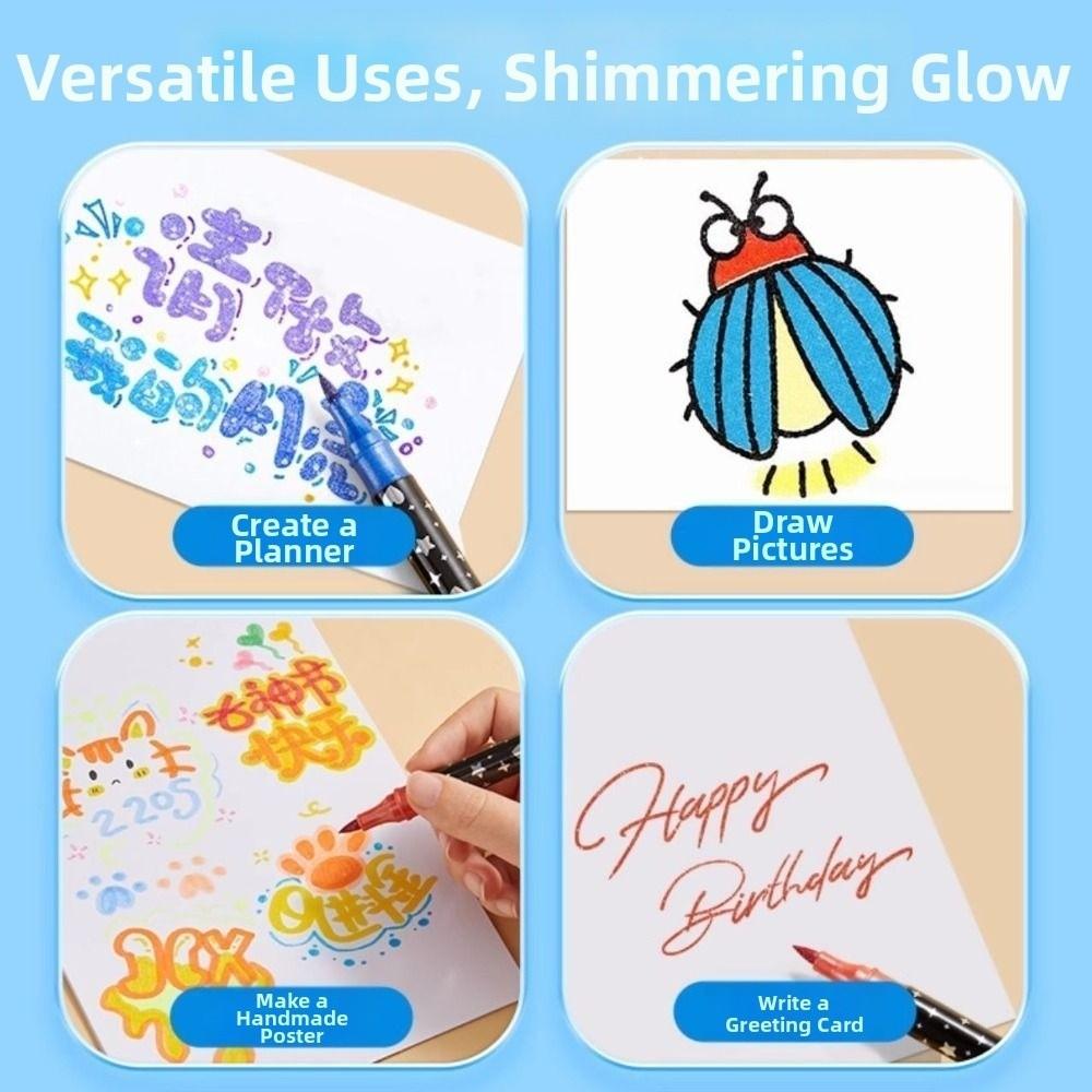 24/48/72/96 Colors Double-Ended Glitter Pens Quickly Dry Watercolor Pen  Drawing Painting