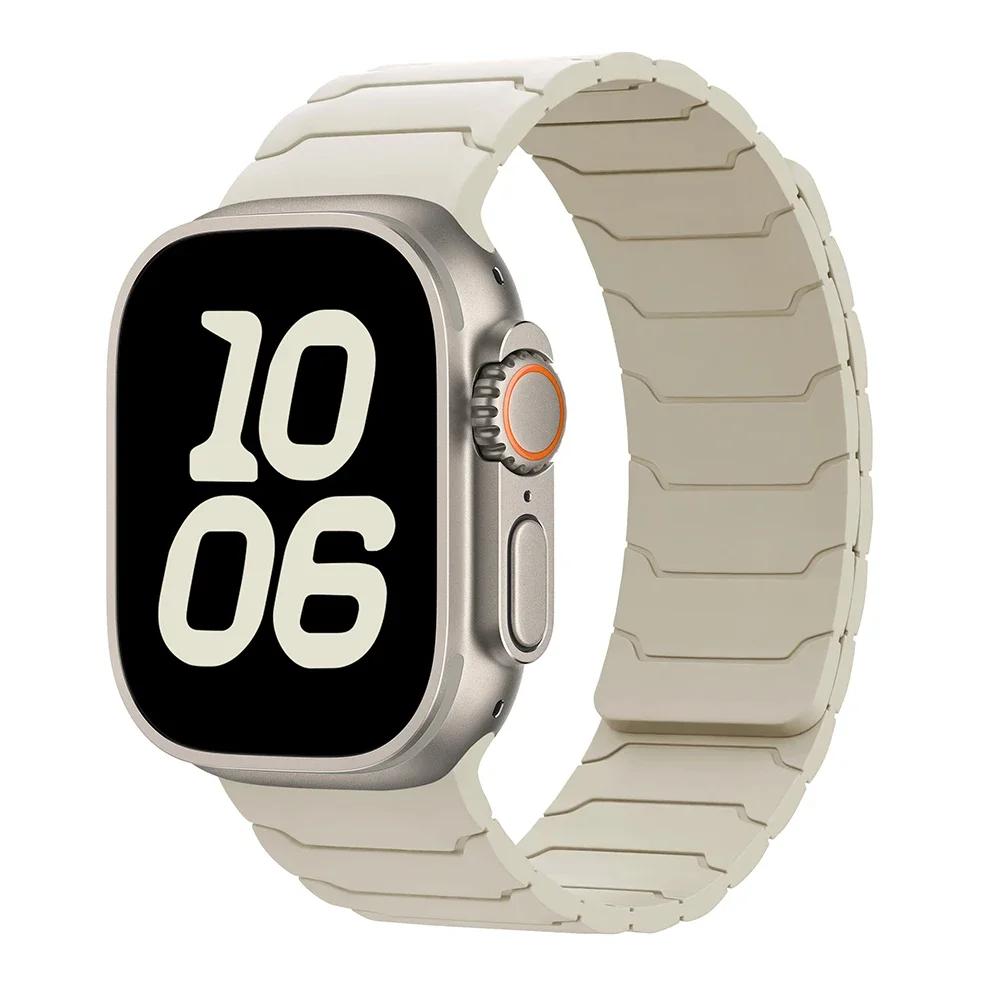 Strap For Apple Watch Ultra 2 Band 49mm 44mm 45mm 40mm 42mm 46mm 41mm 38mm Magnetic Silicone Bracelet IWatch Series 10 SE 9 8 7